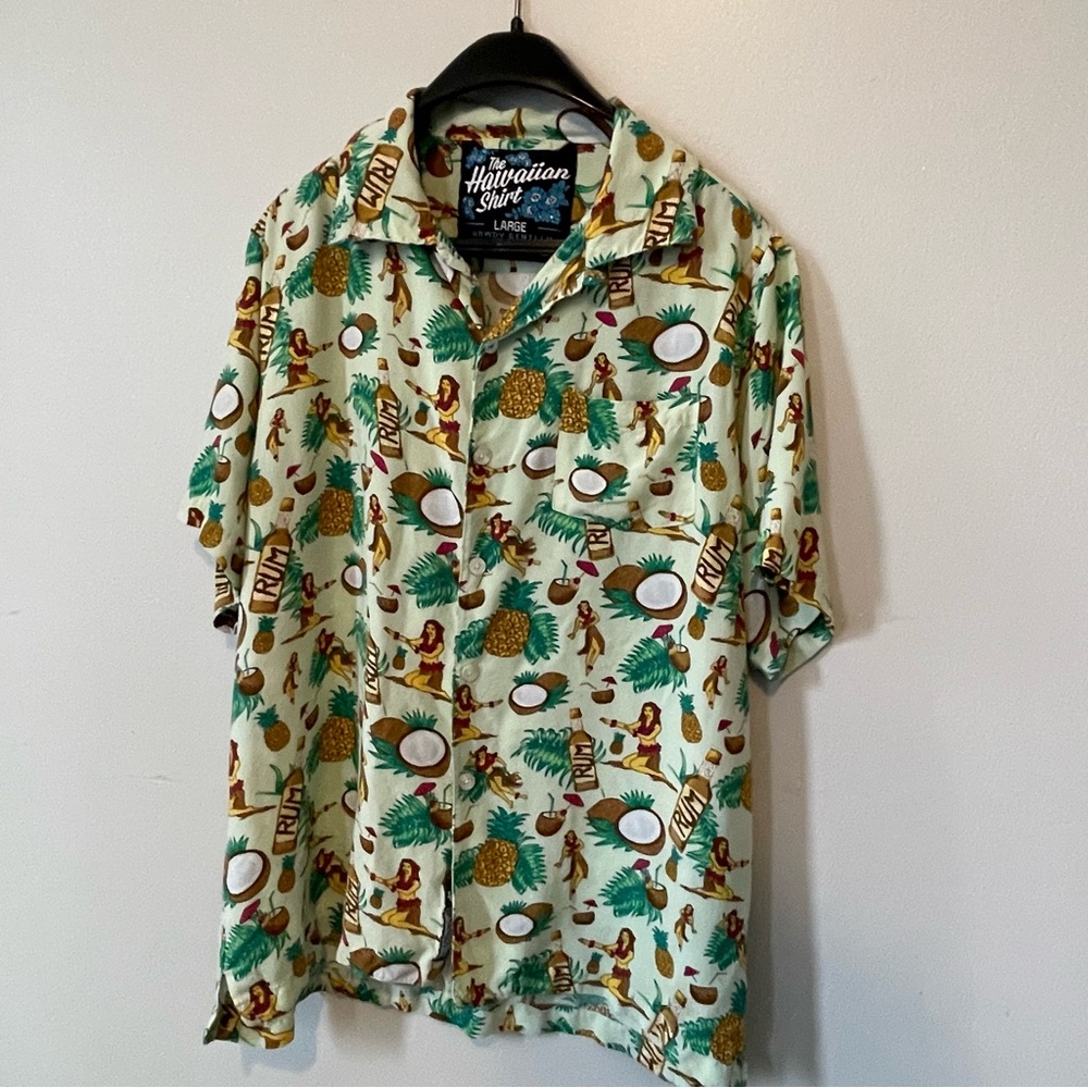 The Hawaiian Shirt by Rowdy Gentleman Green Tropical Hula Girls Men's Large